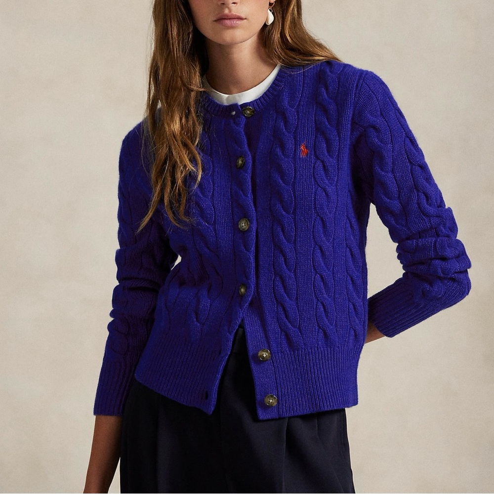 Polo by Ralph Lauren Women's  Cable Knit wool cashmere cardigan xl